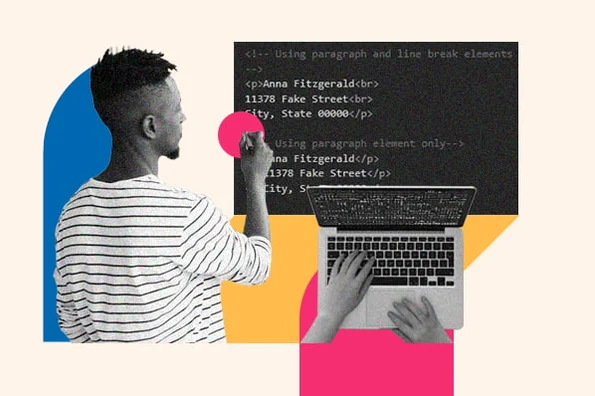 Person looking at code learning about HTML line break