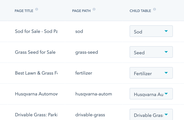 screenshot of HubDB category table