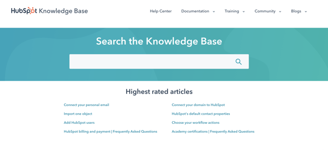 hubspot's knowledge base homepage