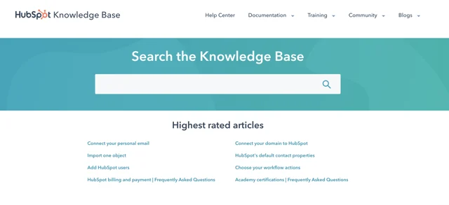 hubspot's knowledge base homepage