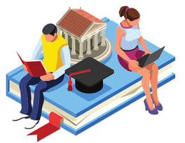 icone d'étudiants assis sur un livre