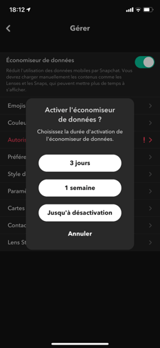 astuce snapchat pour réduire l'utilisation de données