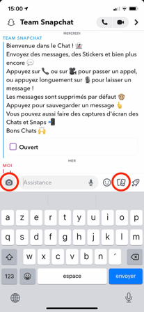 Envoi de photo sur Snapchat