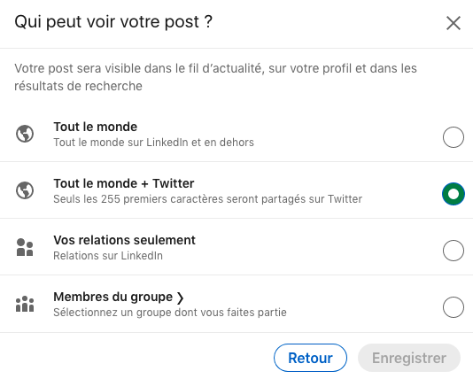 Partager des posts LinkedIn sur Twitter