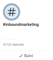 hashtag suivi sur LinkedIn