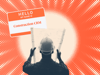  a hubspot featured image of a halftone blue and white construction worker holding a plan in his hands next to a nametag that says ‘hello my name is construction CRM’ 