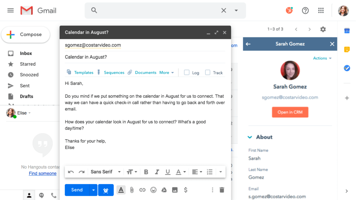 HubSpot Sales – Kontaktprofile im E-Mail-Postfach
