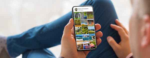 a marketer picks photos to post on their instagram lite account
