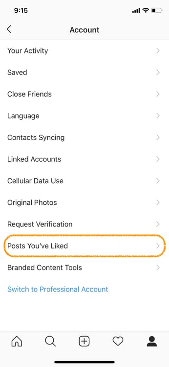 instagram marketing settings posts you've liked