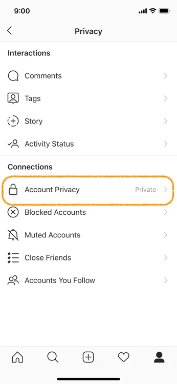 privacidade das configurações de marketing do instagram