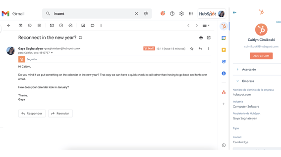 integración entre Gmail y HubSpot