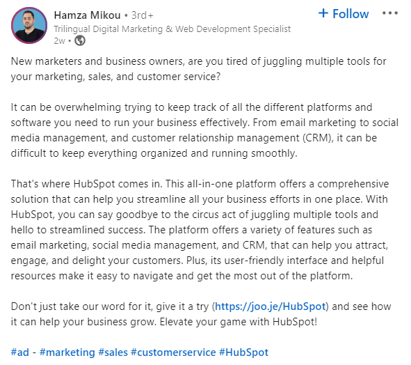 linkedin example