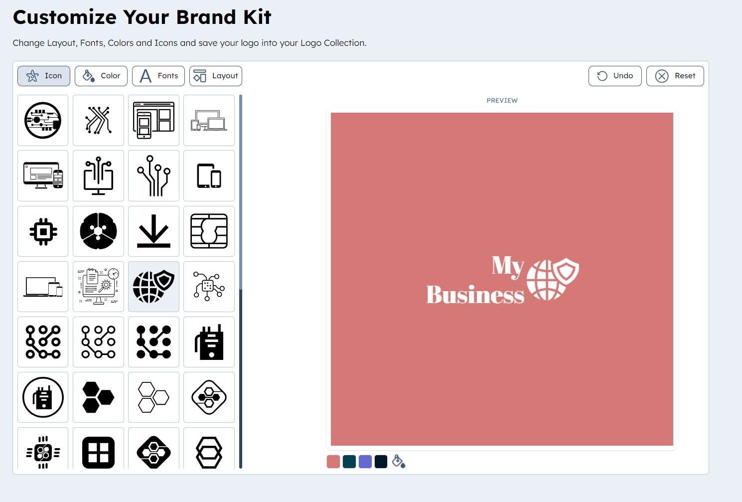 Brand Kit Generator logo customization screen