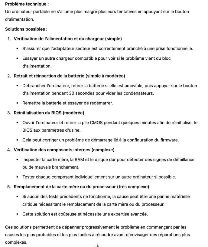 Proposer des solutions à un problème technique courant