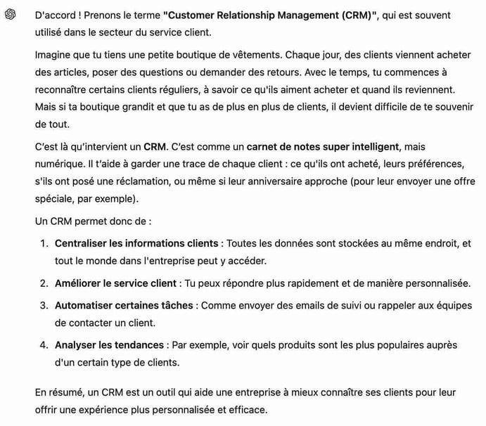 Simplifier une explication technique pour un client novice
