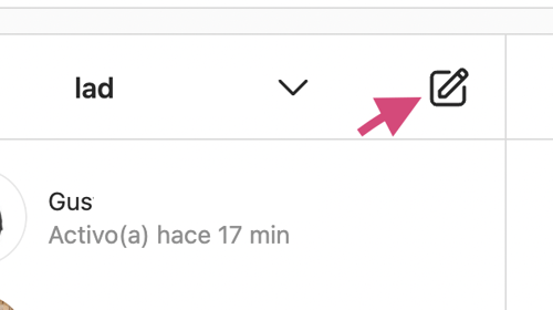 Icono para escribir nuevo mensaje en Instagram web