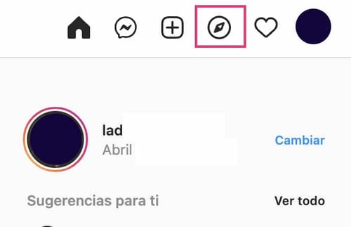 Icono para explorar las publicaciones populares en Instagram web