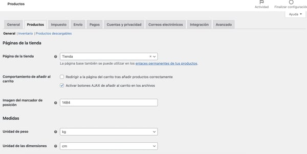 Cómo crear una tienda online en WordPress: Ajustes de tienda online