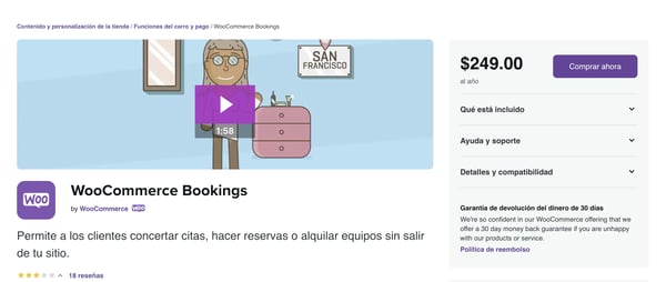 Plugins para una tienda online en WordPress: WooCommerce Bookings