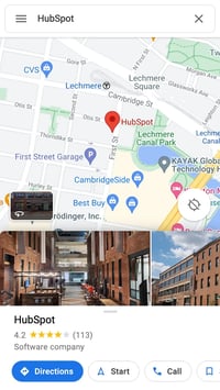 mobile website design: google map search result