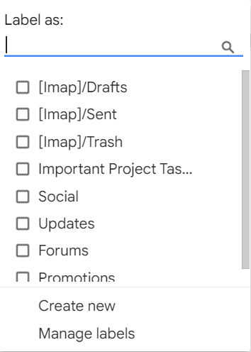 Screenshot of the ‘Label as’ menu.