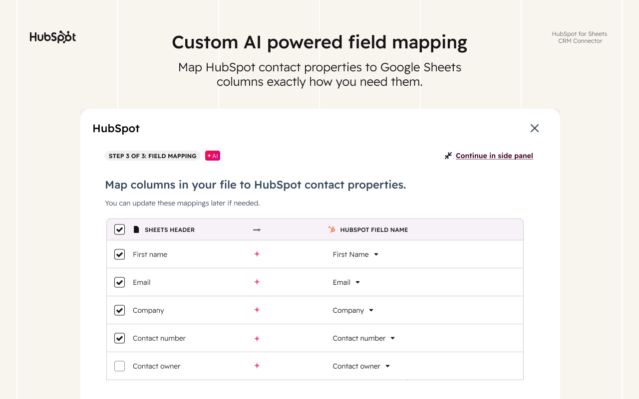 HubSpot for Sheets