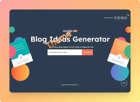 The homepage of HubSpot's Random Theme Generator