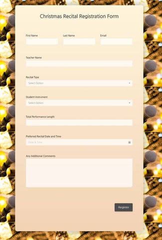 recital registration form by formplus