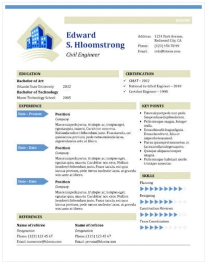 how to make a resume with picture in ms word resume templates for word: Civil engineer's resume template