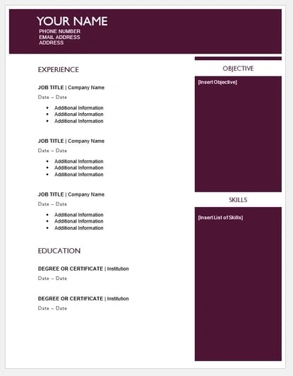 how to make a resume with picture in ms word resume templates for word: Maroon Sidebar Resume