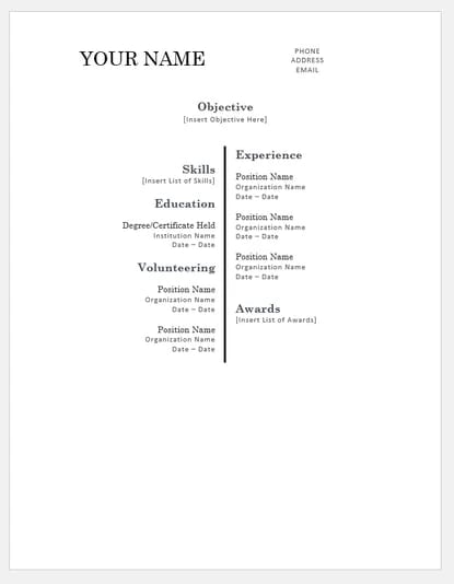 how to make a resume with picture in ms word resume templates for word: Centered Bar Resume