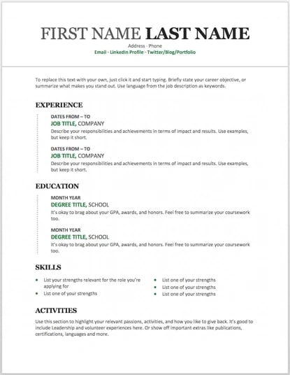 how to make a resume with picture in ms word resume templates for word: Modern chronological resume template
