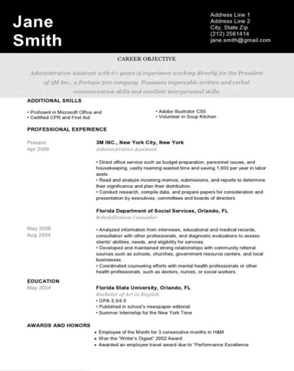how to make a resume with picture in ms word Black and white resume template