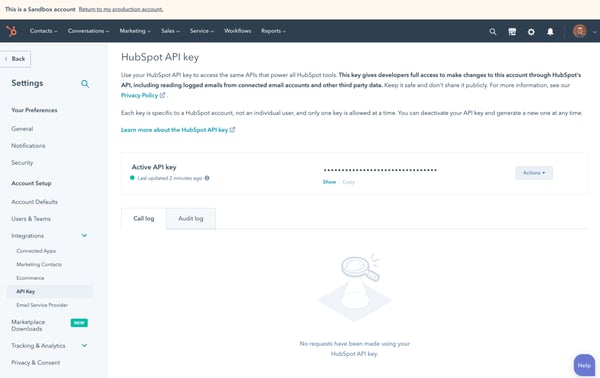 hubspot sandbox integration