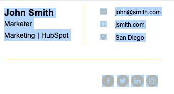 HTML signature selected