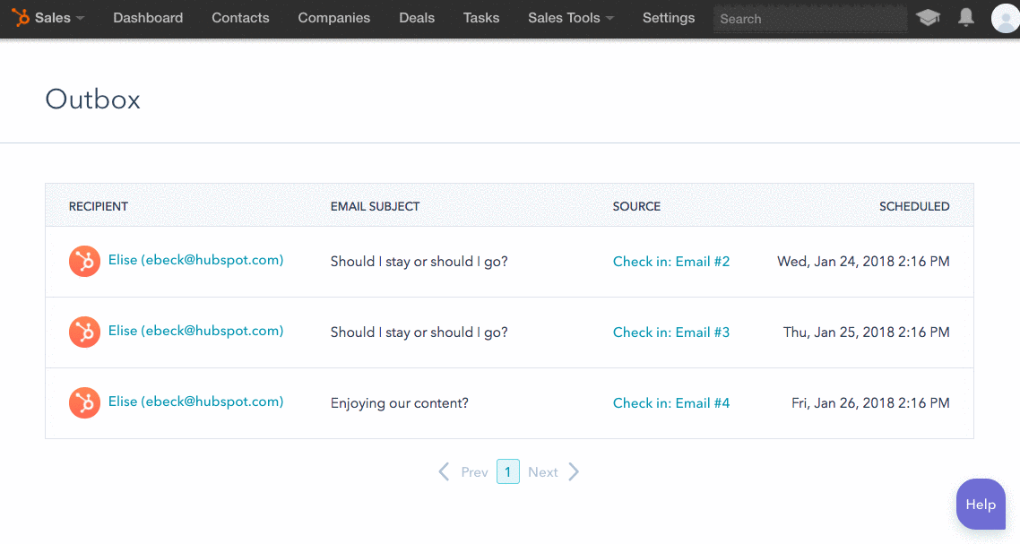 now live a new outbox helps keep track of emails sent via sequences