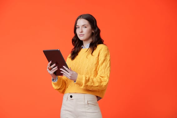 Woman using her iPad