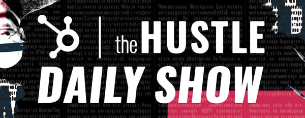the hustle daily show podcast image black white and red colors