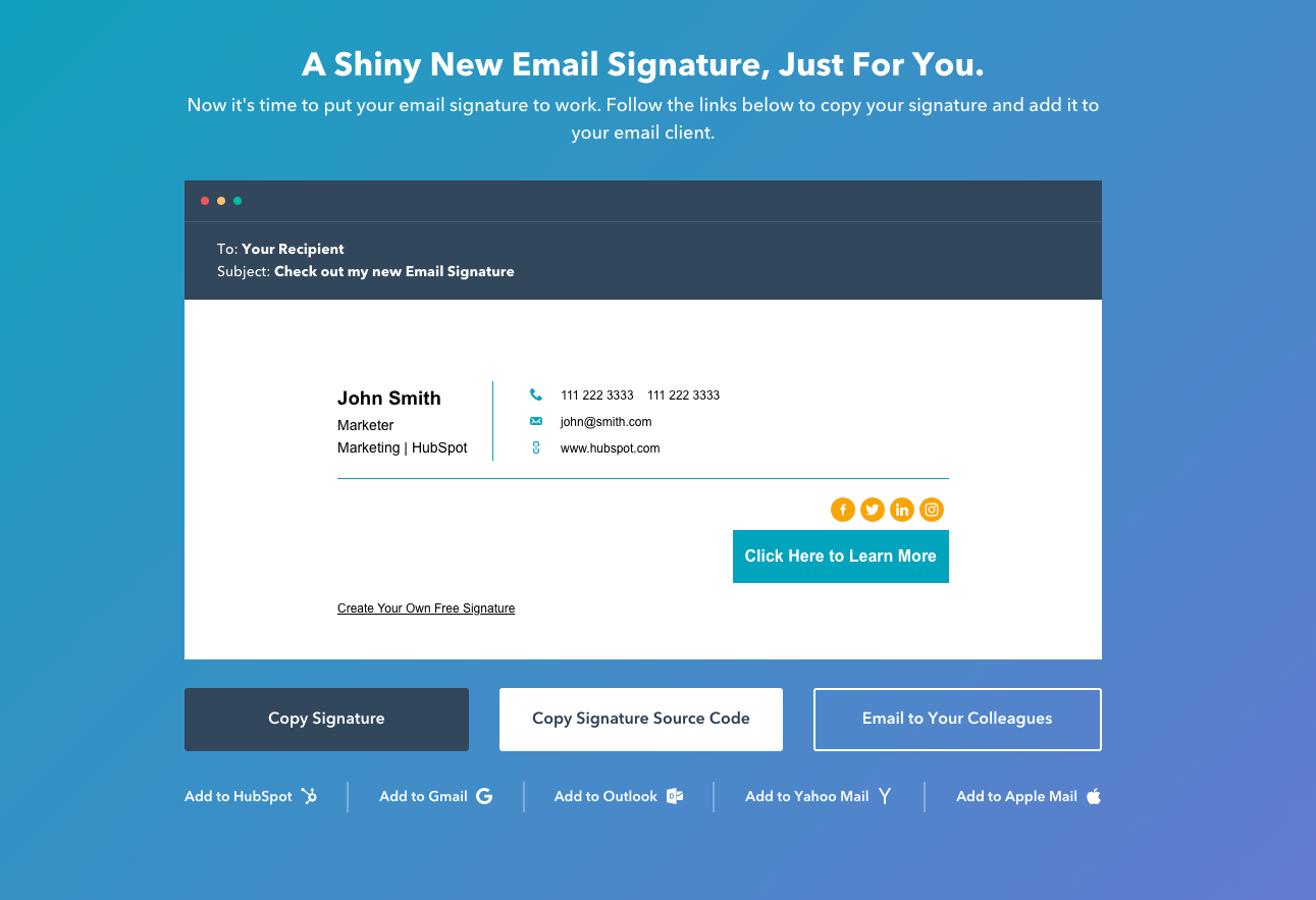 Download Free Email Signature Template Generator By Hubspot