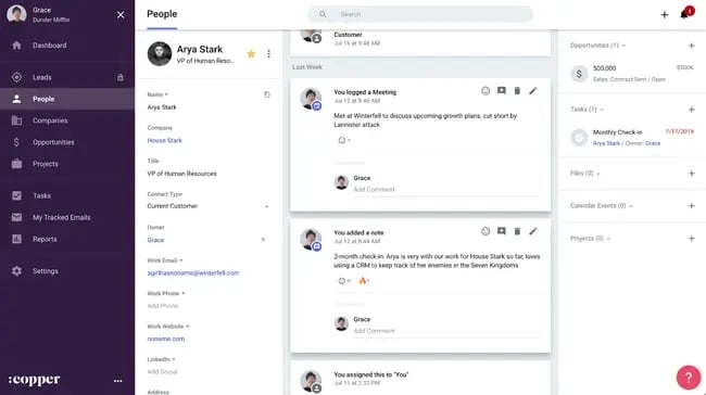 collaborative type of crm: copper