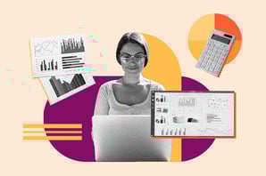 Person on laptop researching the types of graphs for data visualization