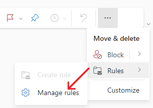 How to create a rule in Outlook: Manage Rules