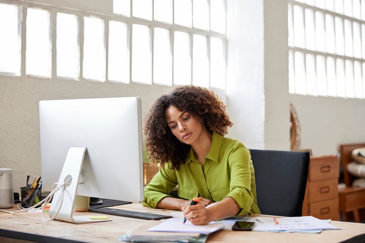 Woman creating rules in her Gmail account