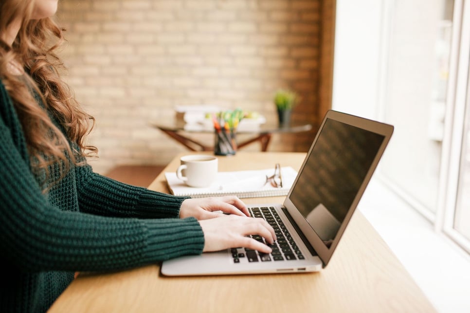 Woman setting up an Outlook email account