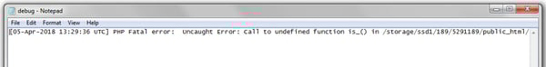 The debug.log file will contain all WordPress errors, warnings, and notices that were logged