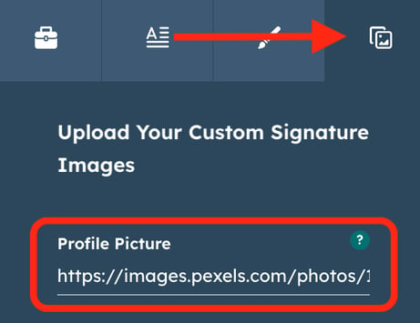 HubSpot Email Signature Generator on the ‘Upload Your Custom Signature Images’ Details page.