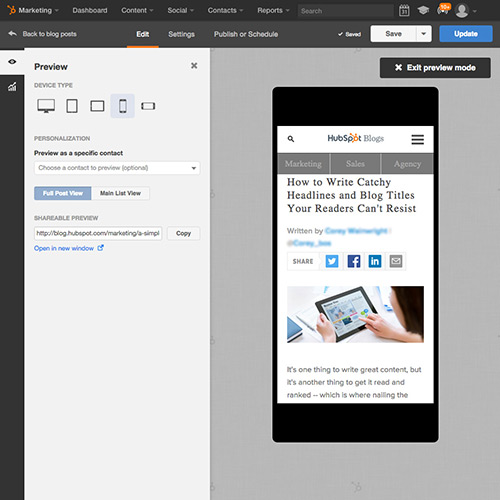 HubSpot Blogging Software - Automatically Mobile Ready