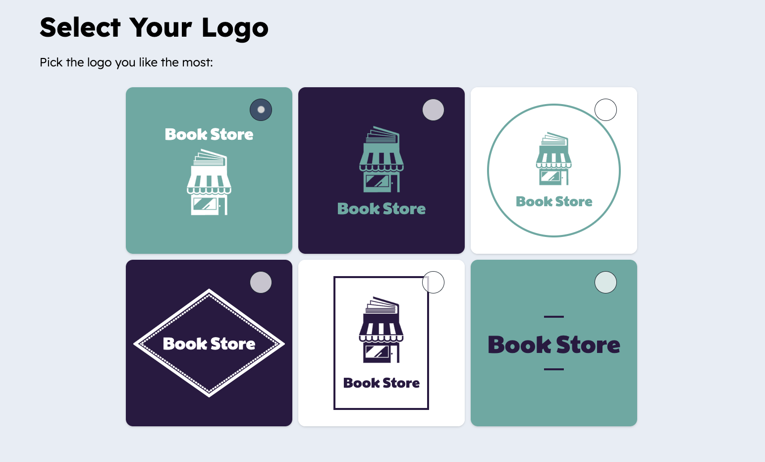 Book store logo templates in HubSpot’s free icon maker tool.
