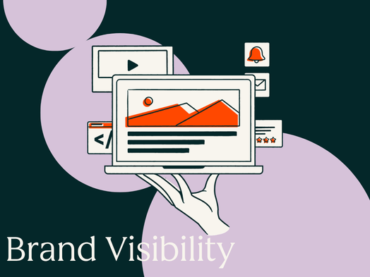 Brand visibility dashboard showing cross-channel metrics from search to social to AI discovery