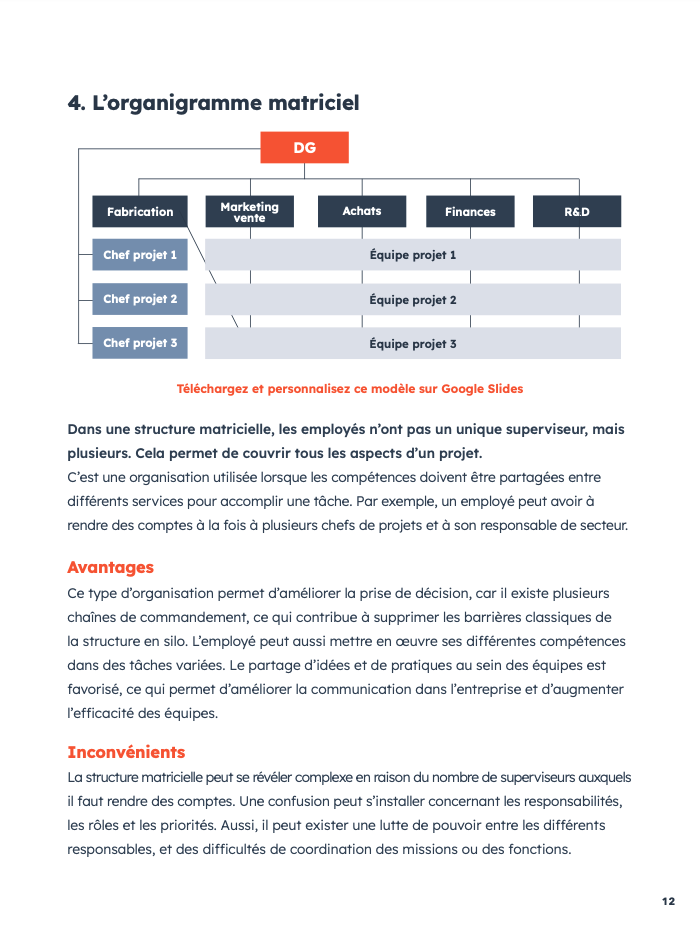 L’organigramme matriciel